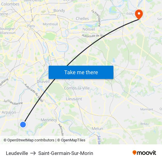 Leudeville to Saint-Germain-Sur-Morin map