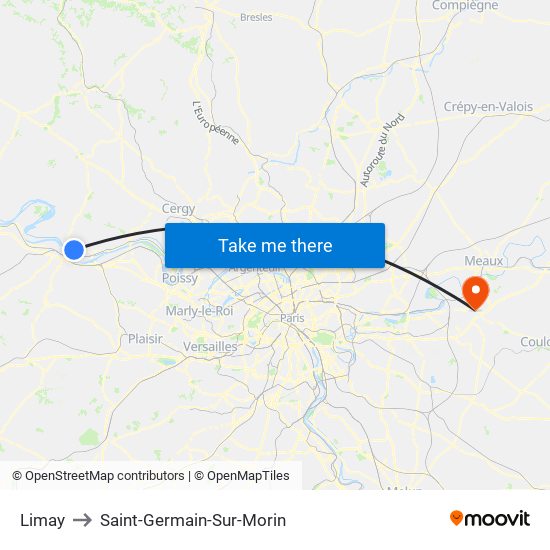 Limay to Saint-Germain-Sur-Morin map