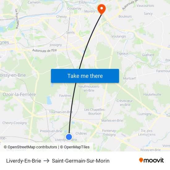 Liverdy-En-Brie to Saint-Germain-Sur-Morin map