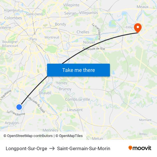 Longpont-Sur-Orge to Saint-Germain-Sur-Morin map