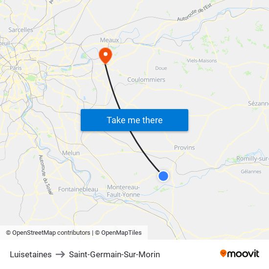 Luisetaines to Saint-Germain-Sur-Morin map