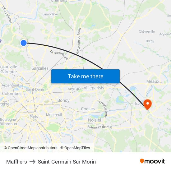 Maffliers to Saint-Germain-Sur-Morin map