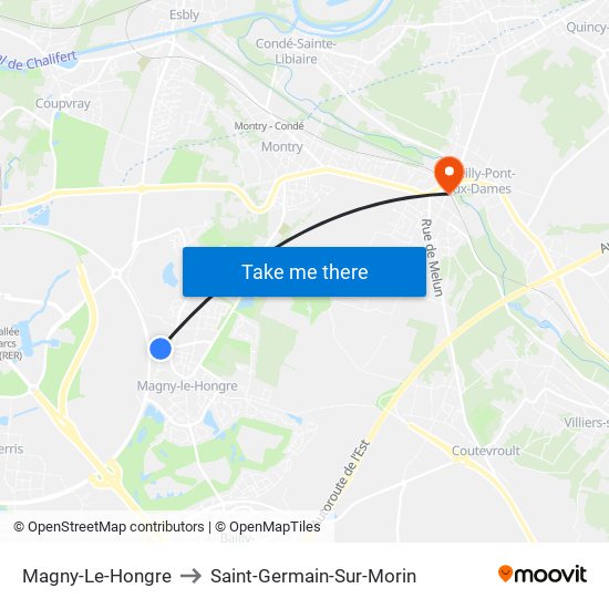 Magny-Le-Hongre to Saint-Germain-Sur-Morin map