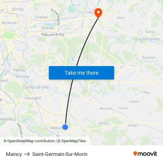 Maincy to Saint-Germain-Sur-Morin map