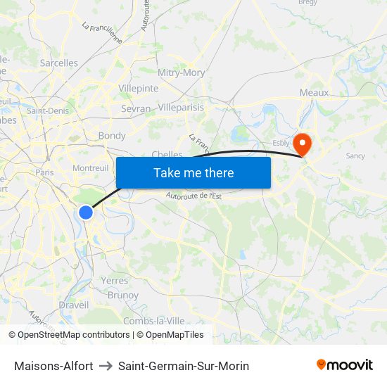 Maisons-Alfort to Saint-Germain-Sur-Morin map