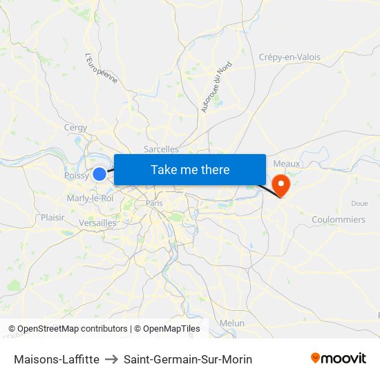 Maisons-Laffitte to Saint-Germain-Sur-Morin map