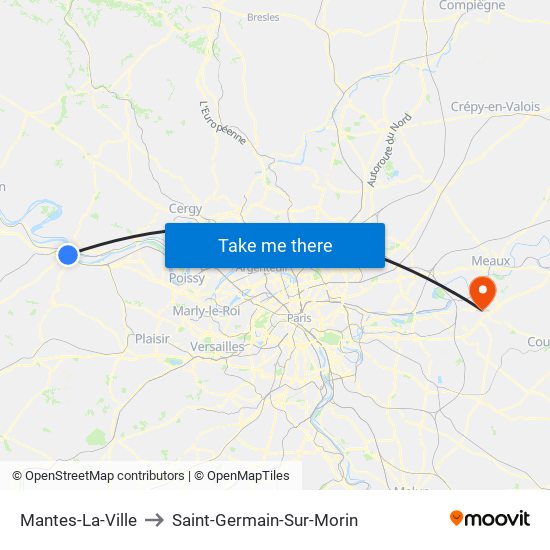 Mantes-La-Ville to Saint-Germain-Sur-Morin map