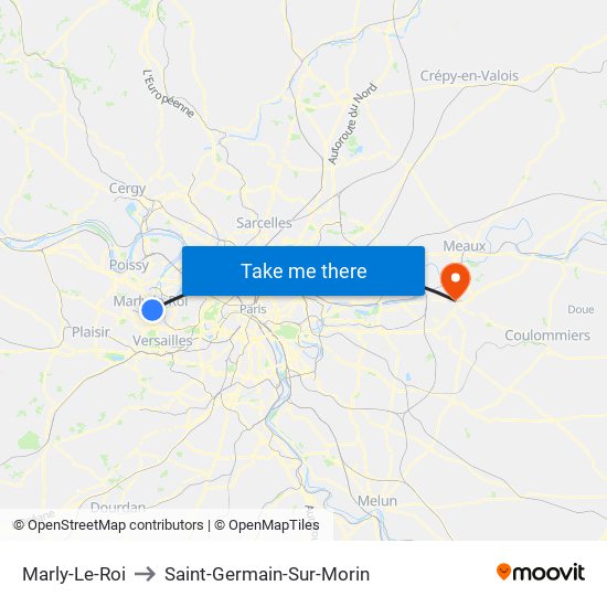 Marly-Le-Roi to Saint-Germain-Sur-Morin map