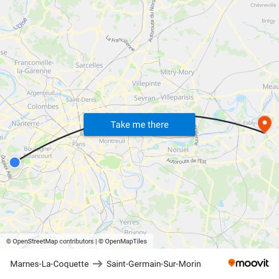 Marnes-La-Coquette to Saint-Germain-Sur-Morin map