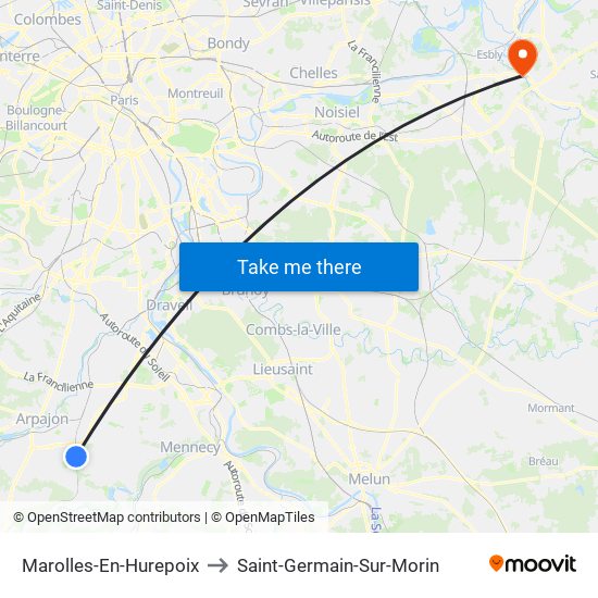 Marolles-En-Hurepoix to Saint-Germain-Sur-Morin map