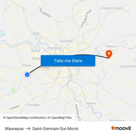 Maurepas to Saint-Germain-Sur-Morin map