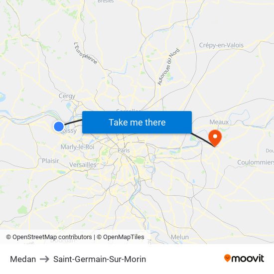 Medan to Saint-Germain-Sur-Morin map