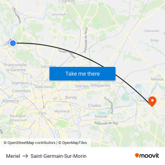 Meriel to Saint-Germain-Sur-Morin map