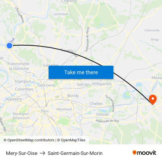 Mery-Sur-Oise to Saint-Germain-Sur-Morin map