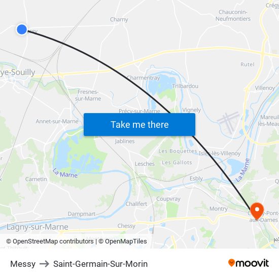 Messy to Saint-Germain-Sur-Morin map
