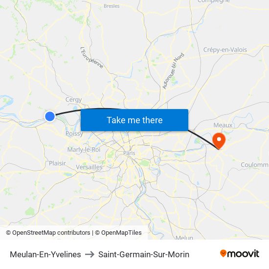 Meulan-En-Yvelines to Saint-Germain-Sur-Morin map