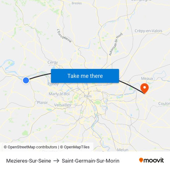 Mezieres-Sur-Seine to Saint-Germain-Sur-Morin map