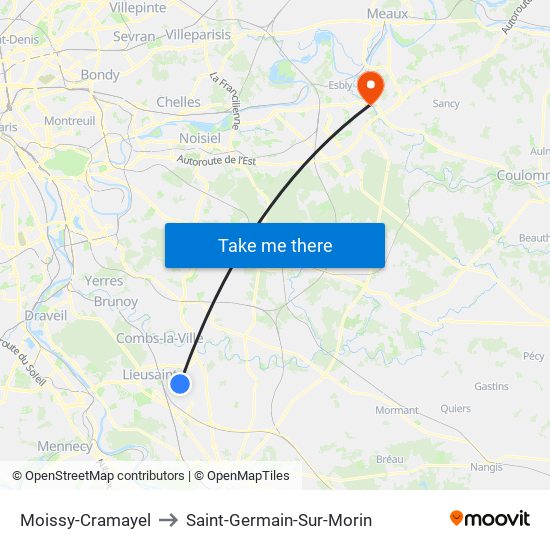 Moissy-Cramayel to Saint-Germain-Sur-Morin map