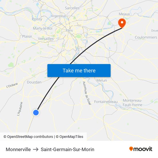 Monnerville to Saint-Germain-Sur-Morin map