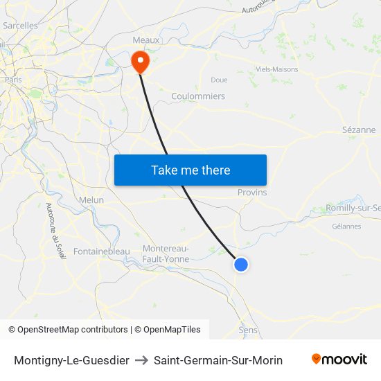 Montigny-Le-Guesdier to Saint-Germain-Sur-Morin map