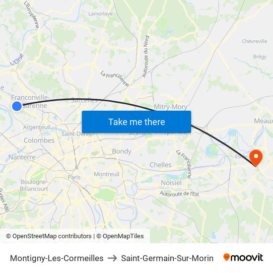 Montigny-Les-Cormeilles to Saint-Germain-Sur-Morin map