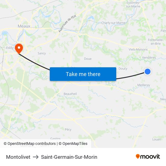 Montolivet to Saint-Germain-Sur-Morin map