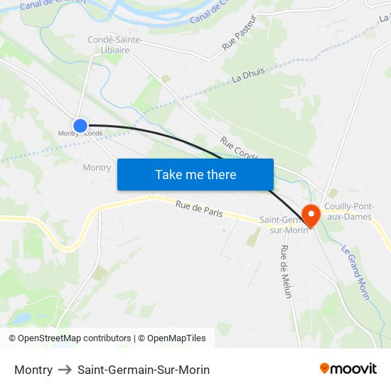 Montry to Saint-Germain-Sur-Morin map