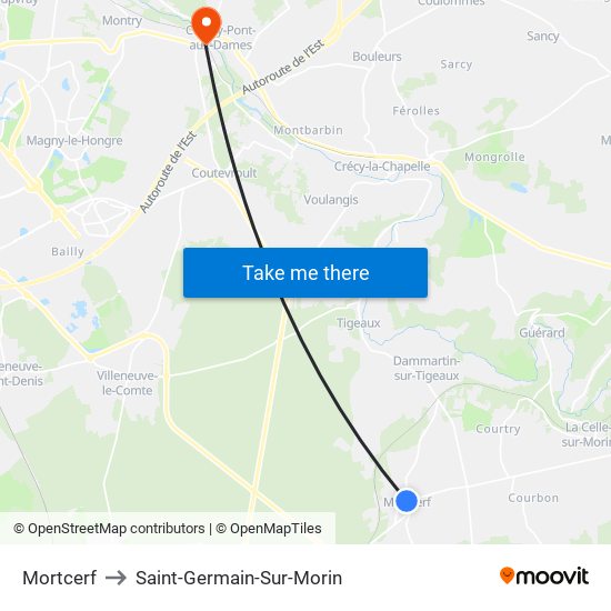 Mortcerf to Saint-Germain-Sur-Morin map