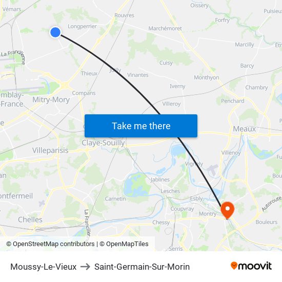 Moussy-Le-Vieux to Saint-Germain-Sur-Morin map