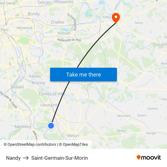 Nandy to Saint-Germain-Sur-Morin map