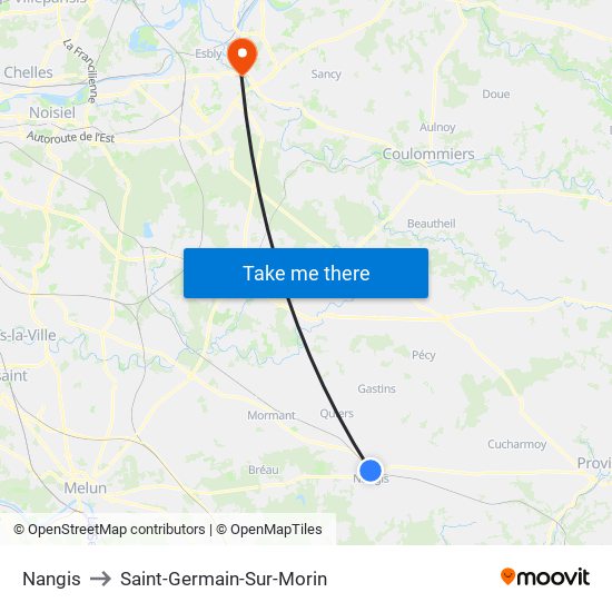 Nangis to Saint-Germain-Sur-Morin map