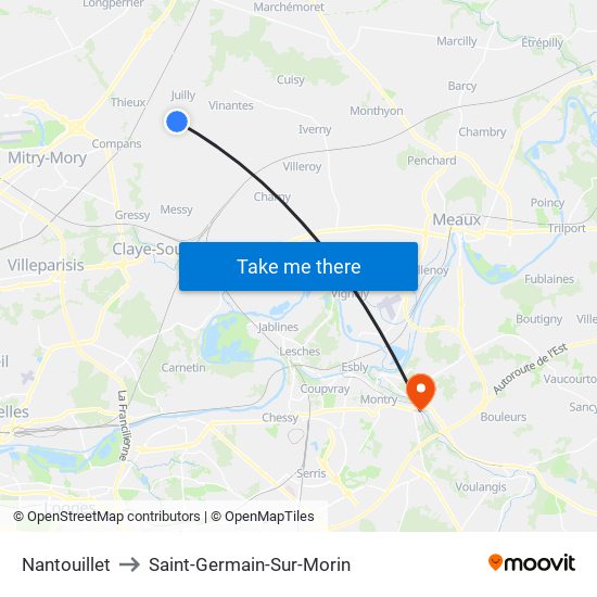 Nantouillet to Saint-Germain-Sur-Morin map