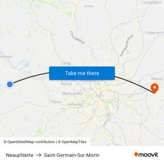 Neauphlette to Saint-Germain-Sur-Morin map