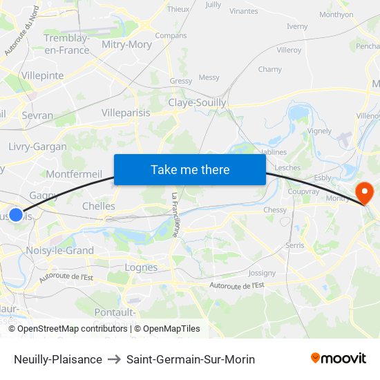 Neuilly-Plaisance to Saint-Germain-Sur-Morin map