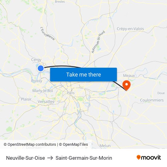 Neuville-Sur-Oise to Saint-Germain-Sur-Morin map