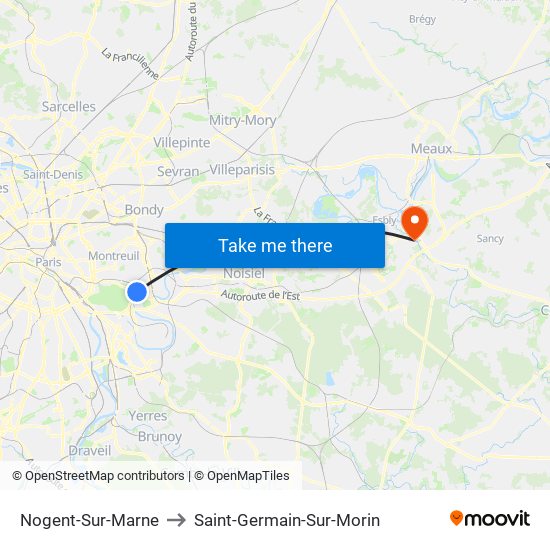 Nogent-Sur-Marne to Saint-Germain-Sur-Morin map