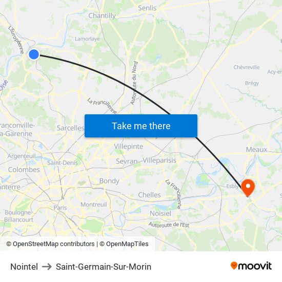 Nointel to Saint-Germain-Sur-Morin map