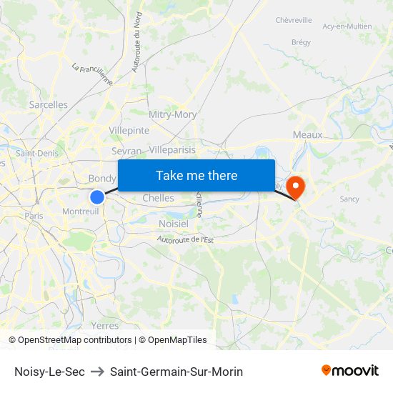 Noisy-Le-Sec to Saint-Germain-Sur-Morin map