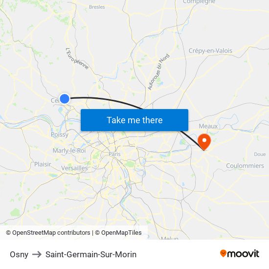 Osny to Saint-Germain-Sur-Morin map