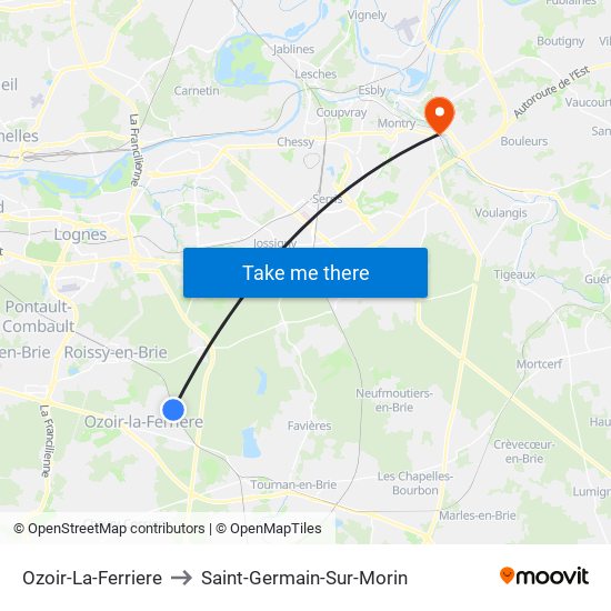 Ozoir-La-Ferriere to Saint-Germain-Sur-Morin map