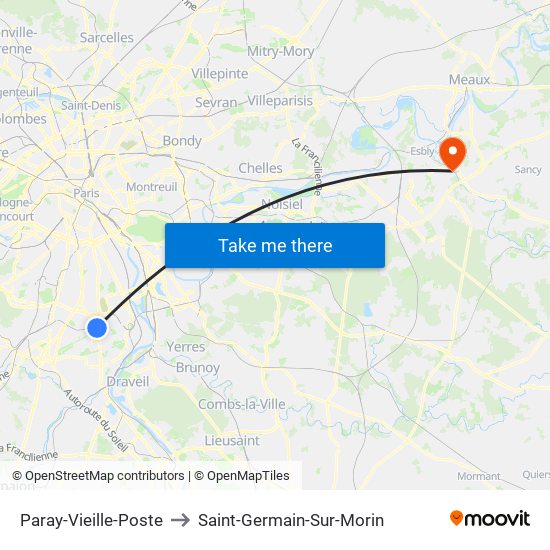 Paray-Vieille-Poste to Saint-Germain-Sur-Morin map