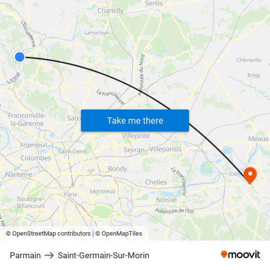 Parmain to Saint-Germain-Sur-Morin map