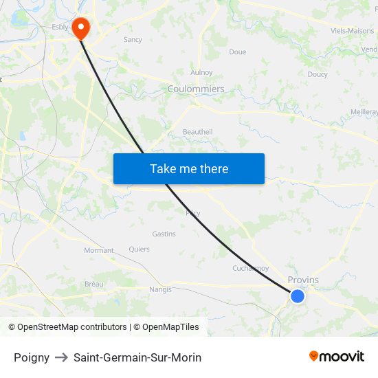 Poigny to Saint-Germain-Sur-Morin map