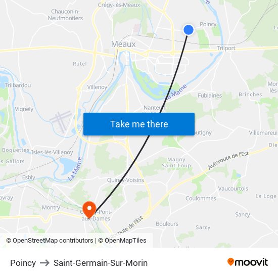 Poincy to Saint-Germain-Sur-Morin map