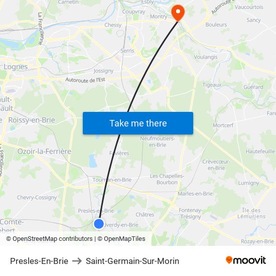 Presles-En-Brie to Saint-Germain-Sur-Morin map