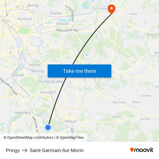 Pringy to Saint-Germain-Sur-Morin map
