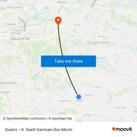 Quiers to Saint-Germain-Sur-Morin map