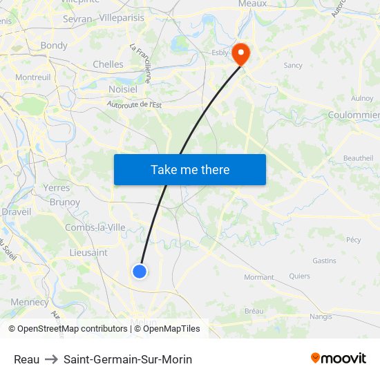 Reau to Saint-Germain-Sur-Morin map