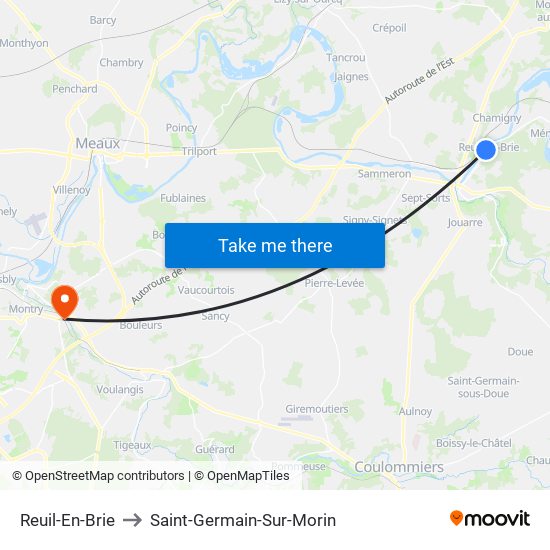 Reuil-En-Brie to Saint-Germain-Sur-Morin map