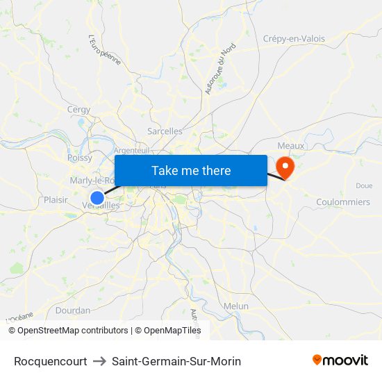 Rocquencourt to Saint-Germain-Sur-Morin map